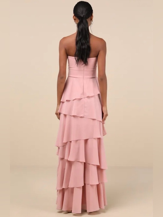 Lulus Gorgeous Essence Blush Strapless Tiered Maxi Dress XL NWT - Picture 3 of 6